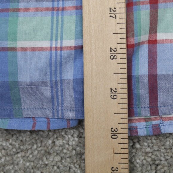 Brooks Brothers Regent Shirt Men Large Blue/Red Plaid Cotton Short Sleeve Button - Picture 11 of 12